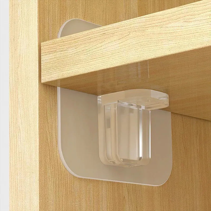 Soporte Plástico adhesivo para Estantes Set X4 Piezas