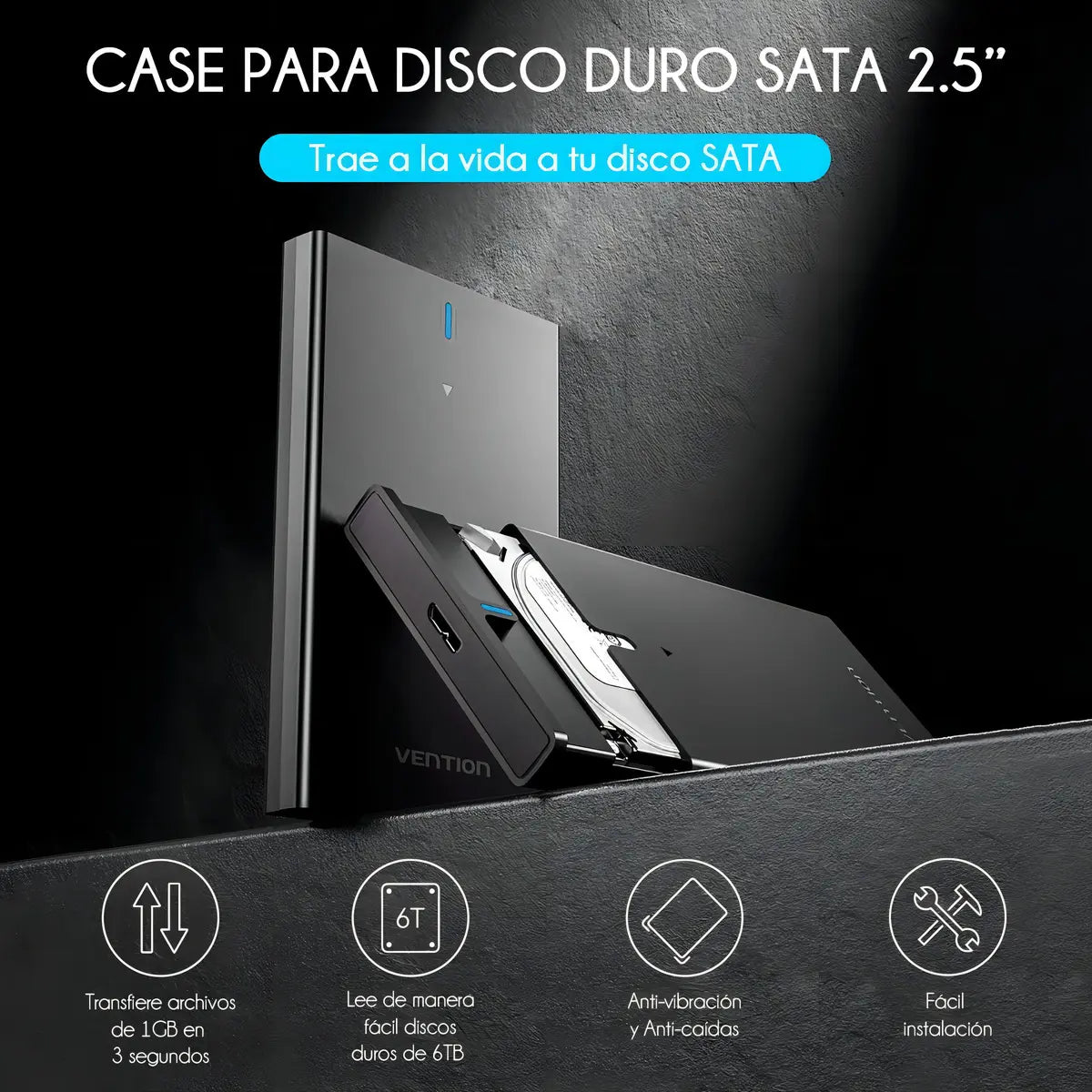 Gabinete Carcasa Ssd Hdd 2.5 Sata Usb 3.0 Case Vention 6 Tb