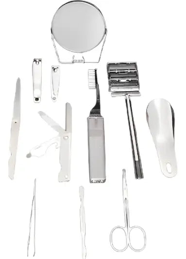 Set Manicura / Pedicura 12 Piezas Con Espejo + Estuche