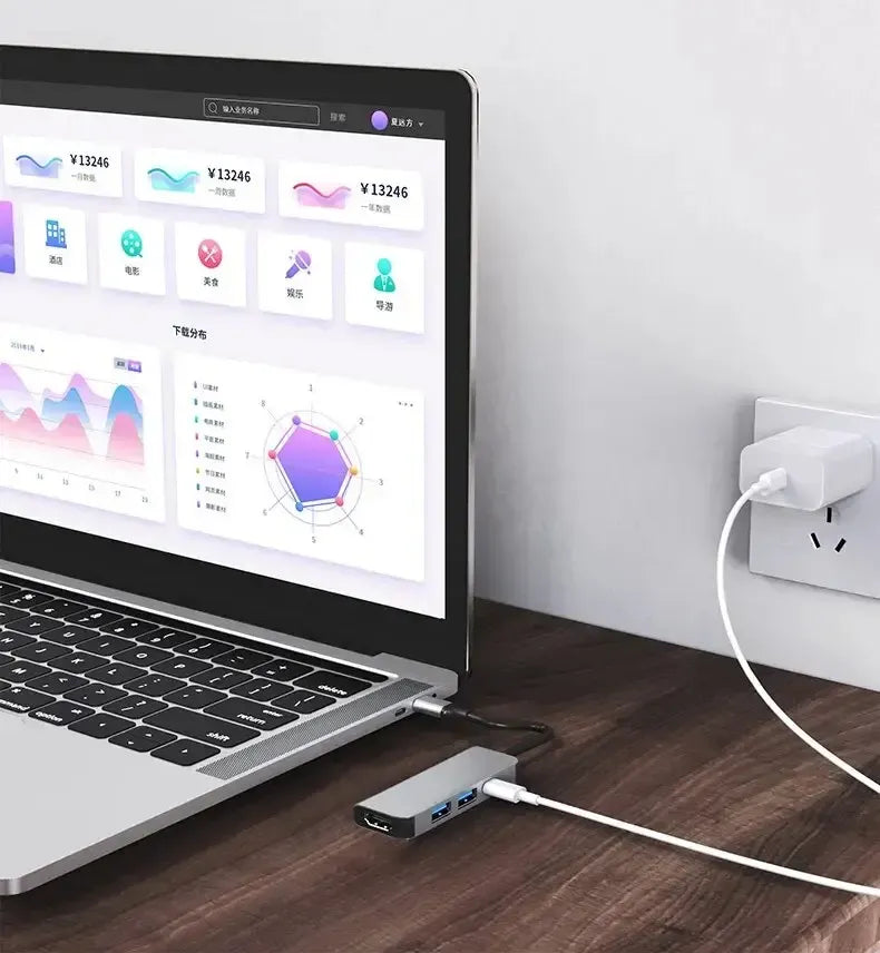 Adaptador Hub USB-C 4 en 1