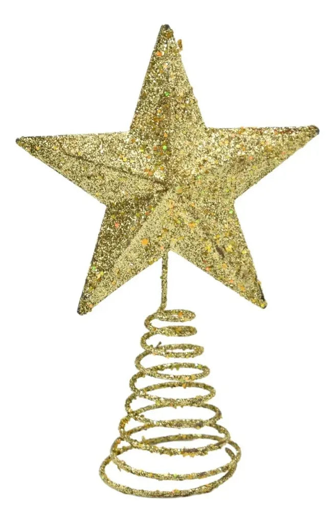 Puntero Estrella Árbol De Navidad Adorno Punta Navideño Dorado Brillante