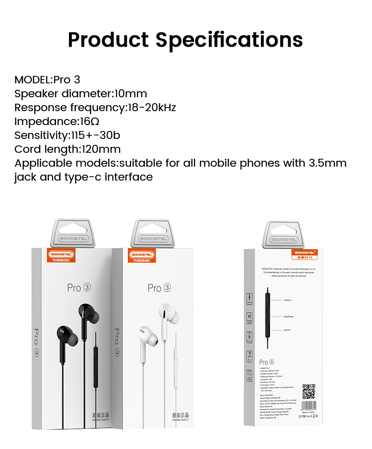 Auriculares Manos Libres Somostel Pro 3
