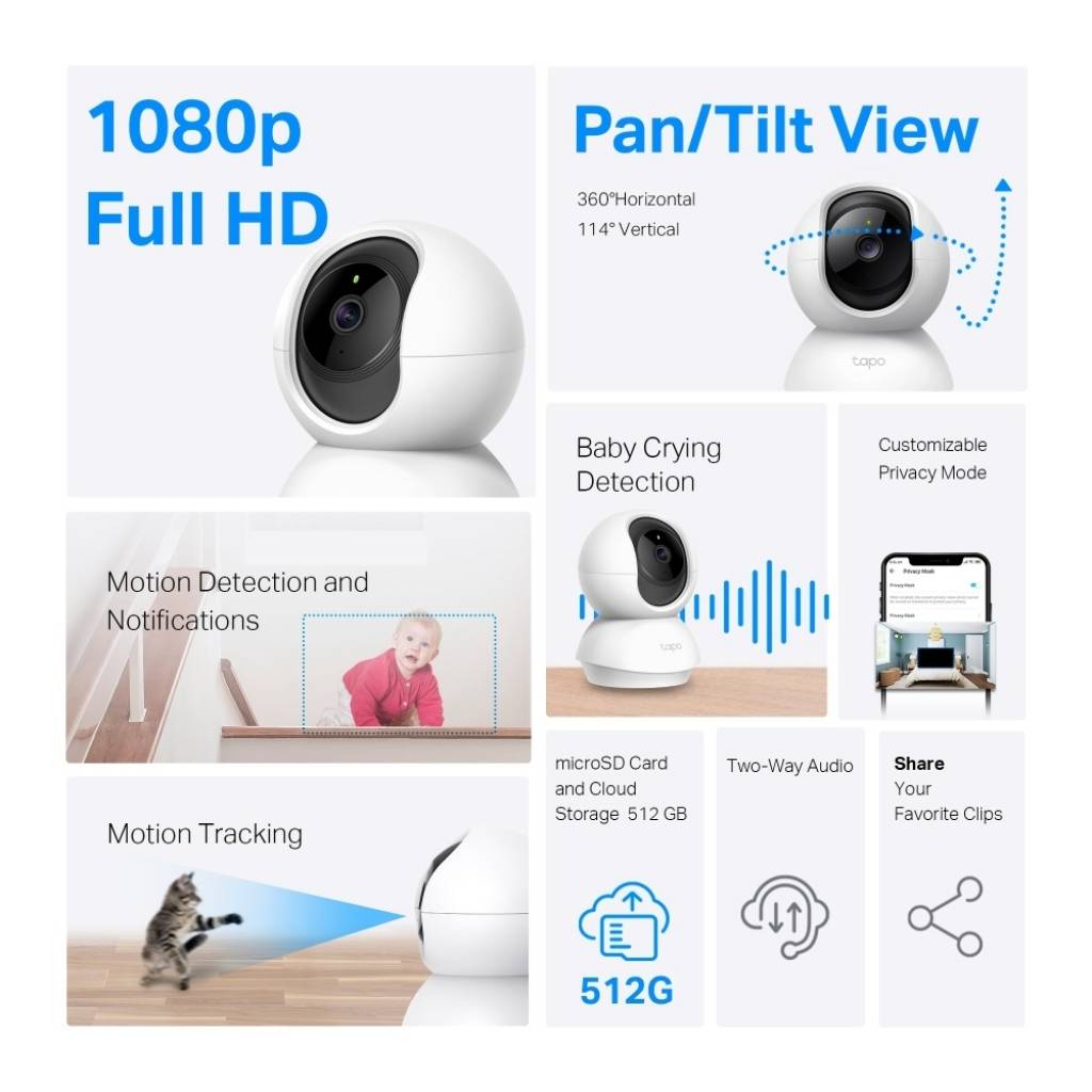Cámara IP TP-LINK TAPO C200C HD Domotica Pan/Tilt WiFi Visión Nocturna