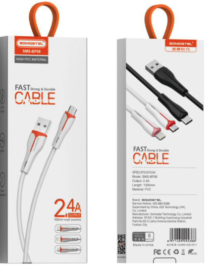 Cable de Datos USB a Micro USB | SMS-BP08 2.4A