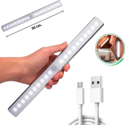Tira LED Magnética Recargable 30cm, 20 LED Fría