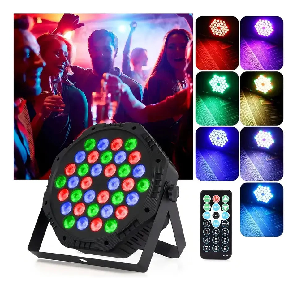Tacho 36 LED RGB DMX 36W con Control Remoto