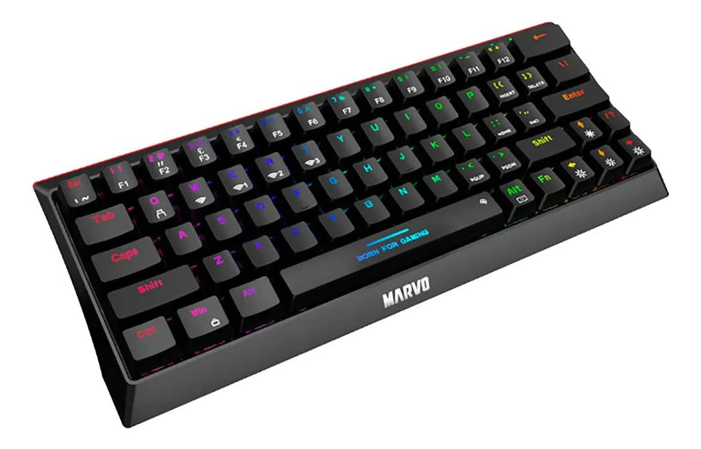 Teclado Mecánico Gamer 60% Marvo Switch Blue Rgb Bluetooth Negro