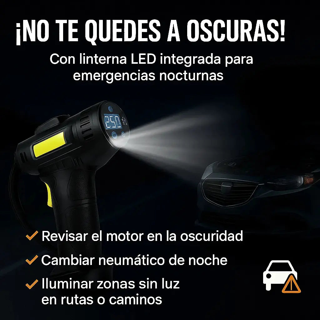 Inflador Portatil Universal Para Auto / Bici / Moto Con Linterna