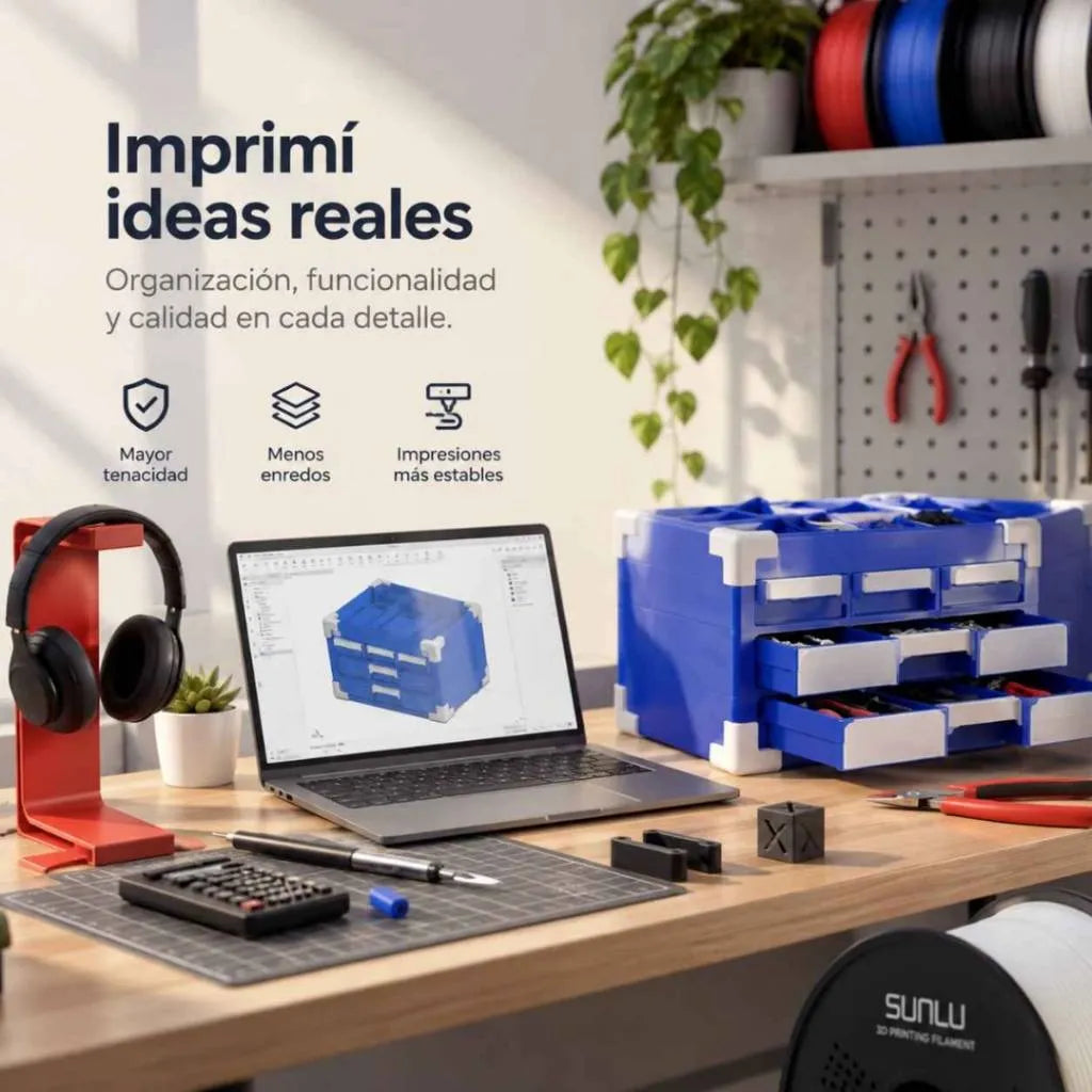 Filamento Sunlu Pla+ 2.0 Para Impresoras 3D 1kg 1,75mm