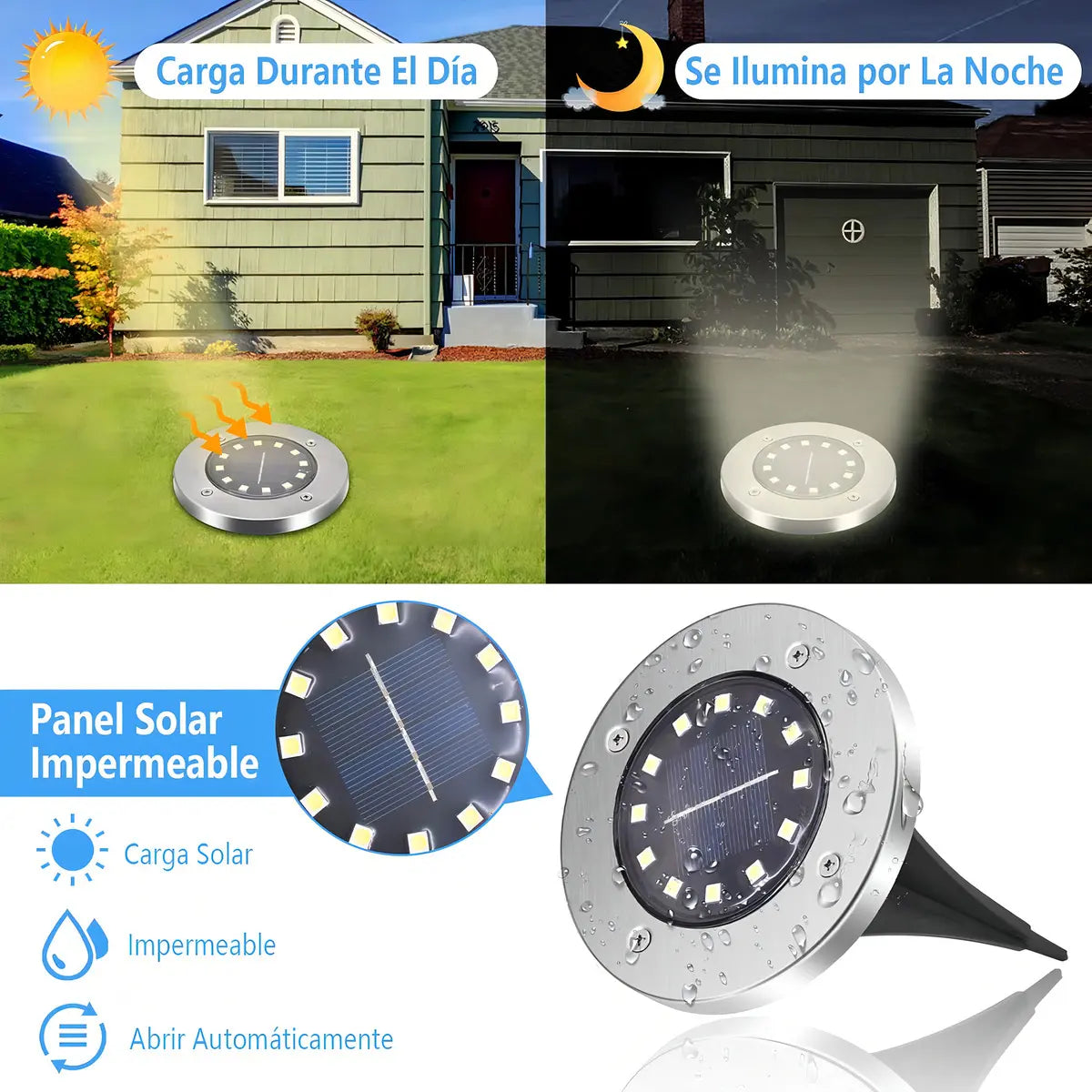 Set 4 Focos Luz Solar Para Jardín Con Batería