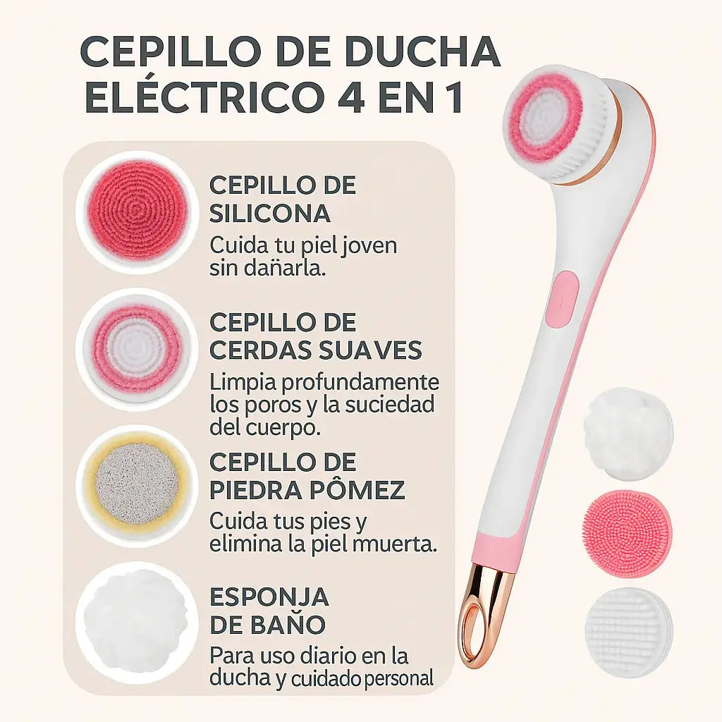Cepillo De Ducha Masajeador Recargable 4 En 1