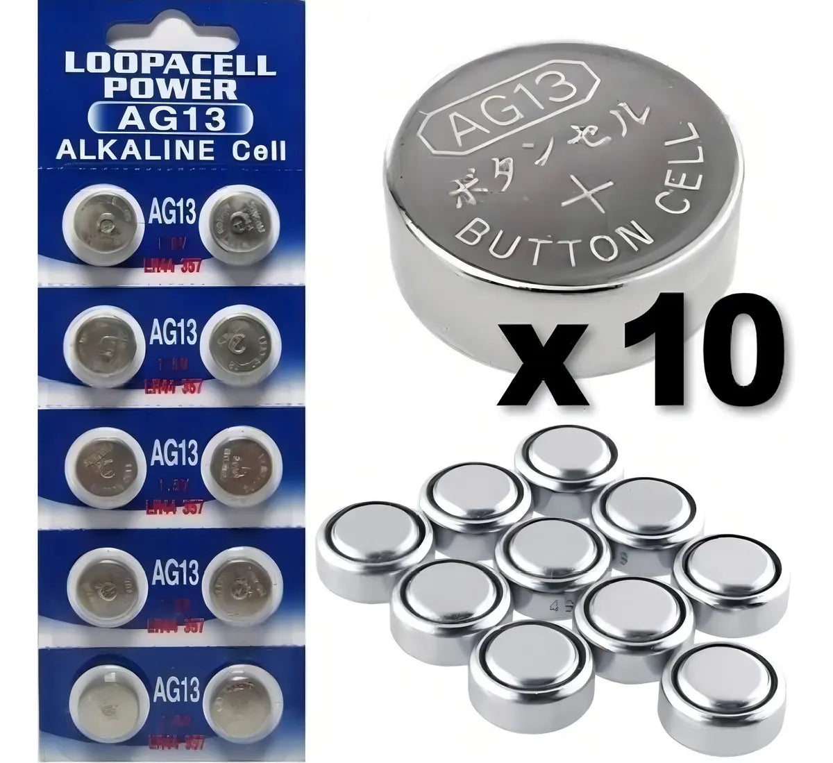 Pack 10 Pilas Botón AG13 LR44 357 No Recargables