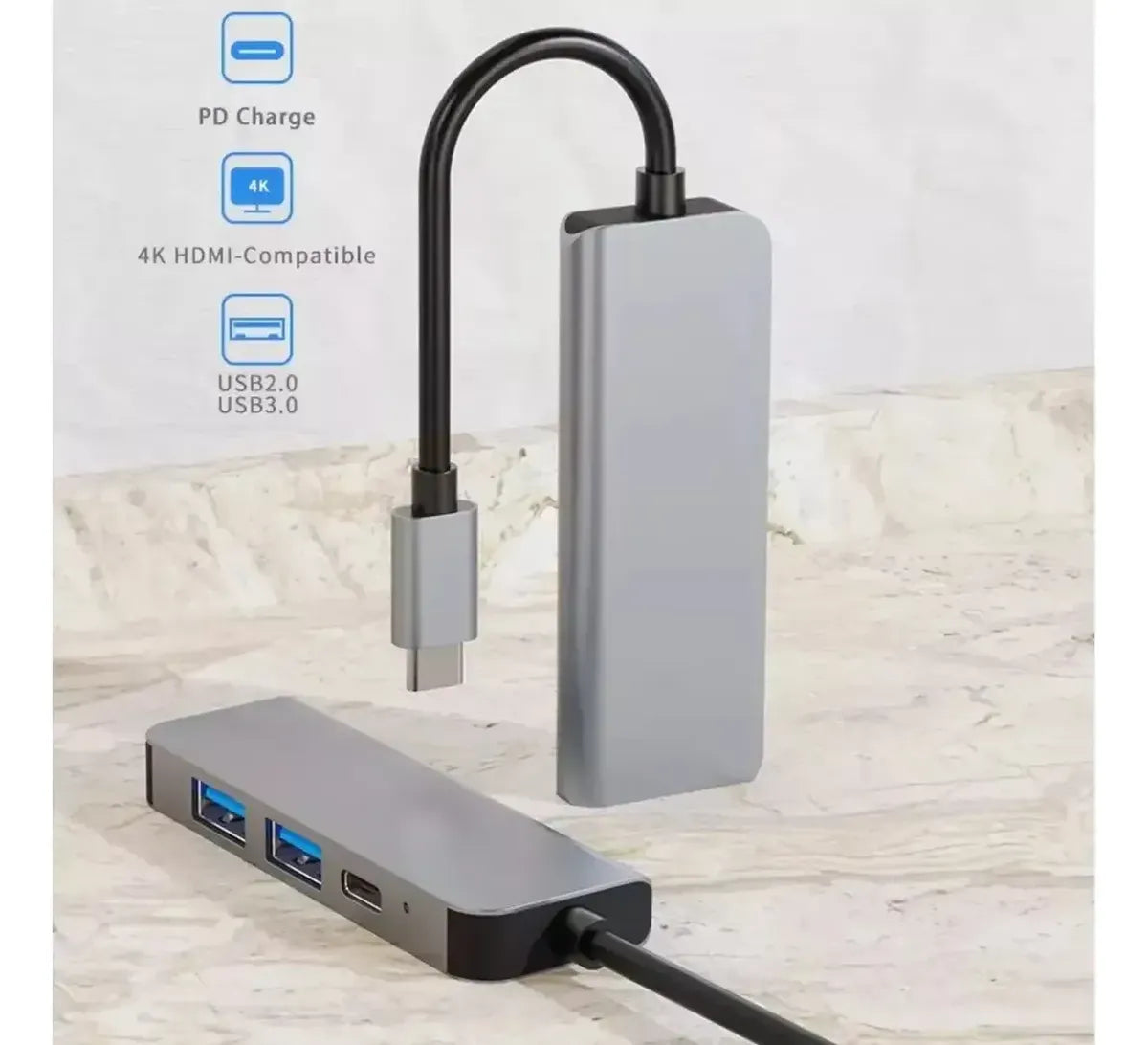 Adaptador Hub USB-C 4 en 1