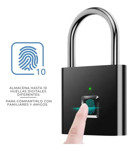Candado con Huella Digital Impermeable Recargable