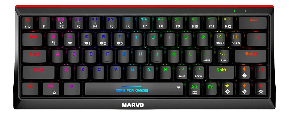 Teclado Mecánico Gamer 60% Marvo Switch Blue Rgb Bluetooth Negro