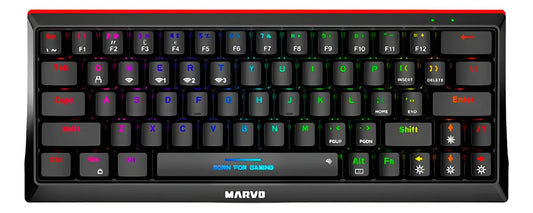 Teclado Mecánico Gamer 60% Marvo Switch Blue Rgb Bluetooth Negro