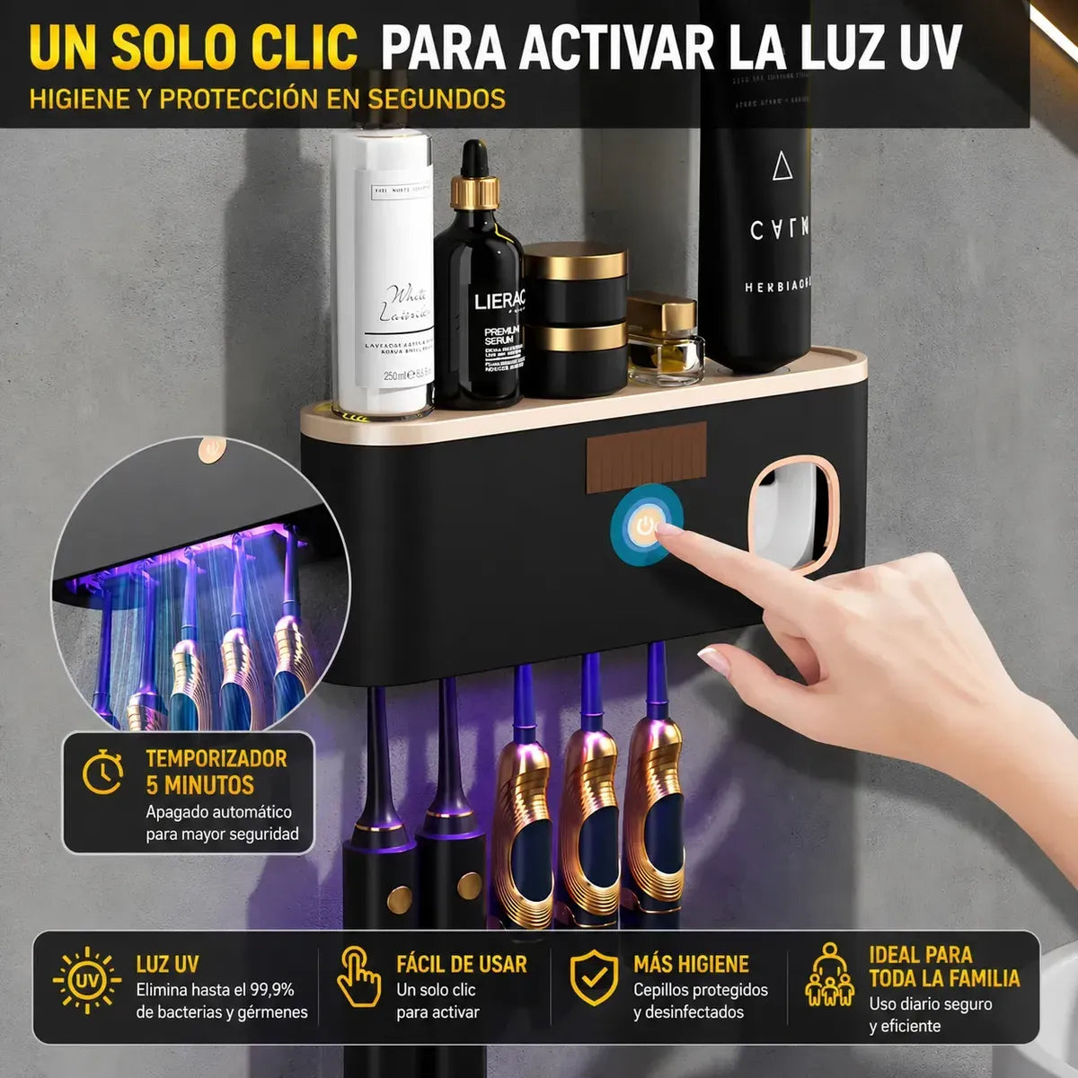 Dispensador Pasta Dental / Porta Cepillo de diente