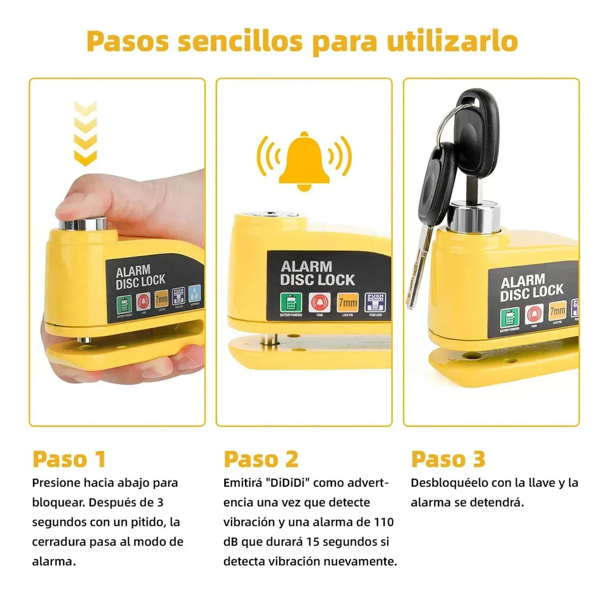Candado Disco Freno para Moto / Bici Recargable