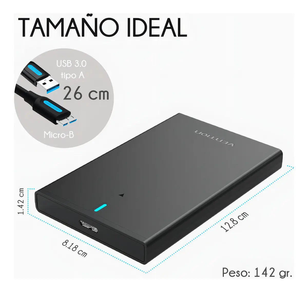 Gabinete Carcasa Ssd Hdd 2.5 Sata Usb 3.0 Case Vention 6 Tb