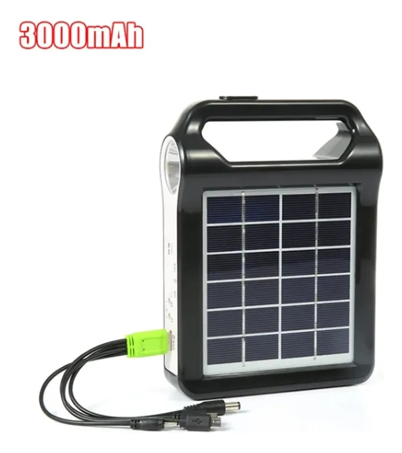 Kit Solar Portátil Power Bank De 3000mah Linterna 2 Lámparas
