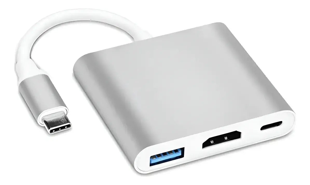 Adaptador / Conversor Tipo-C a HDMI + Puerto USB + Puerto Tipo-C