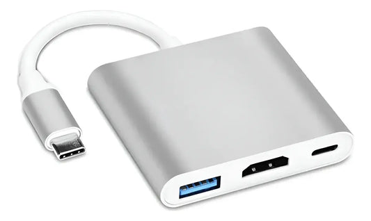 Adaptador / Conversor Tipo-C a HDMI + Puerto USB + Puerto Tipo-C