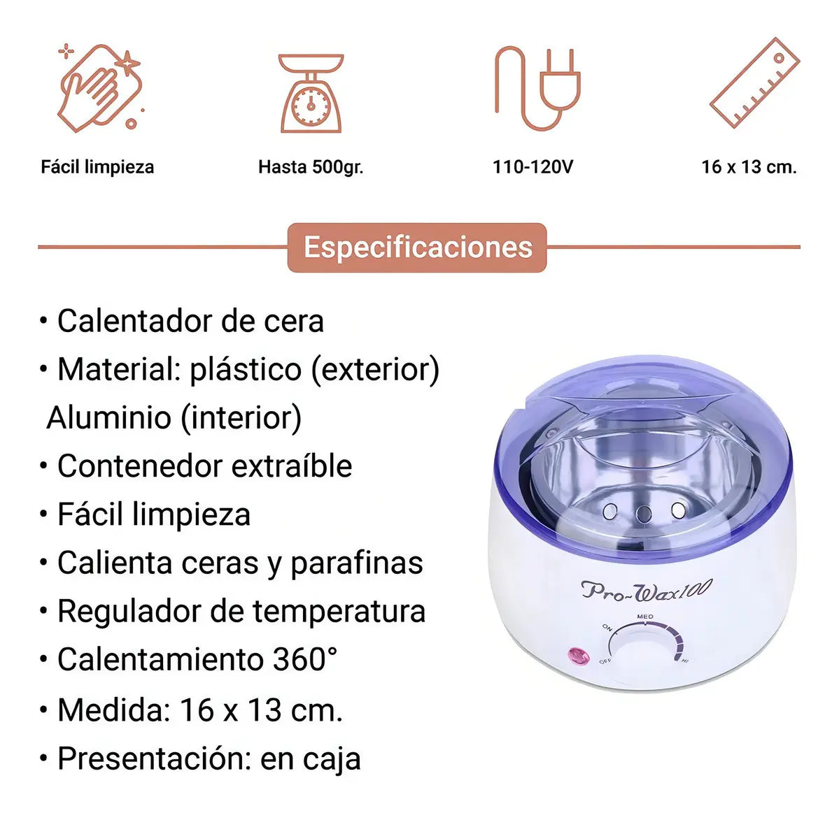 Calentador Eléctrico Para Cera 100w 500cc