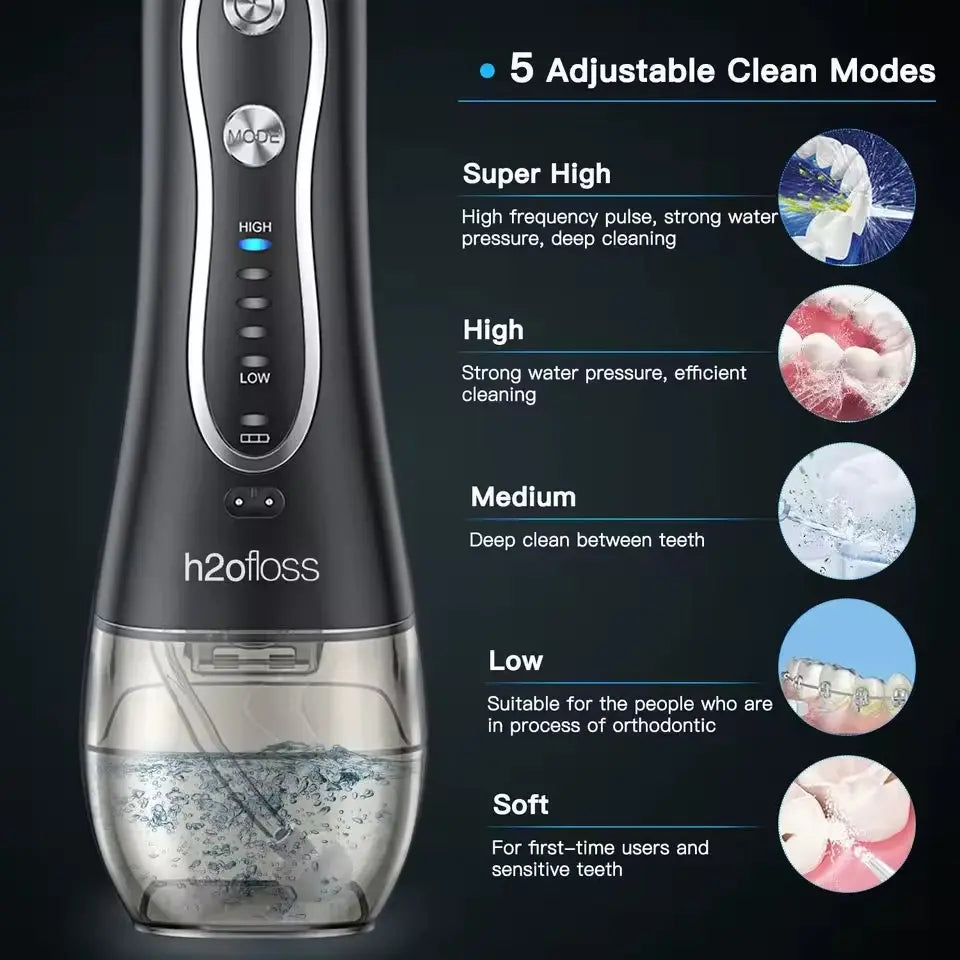 Irrigador Bucal Eléctrico H2ofloss 300ml Recargable