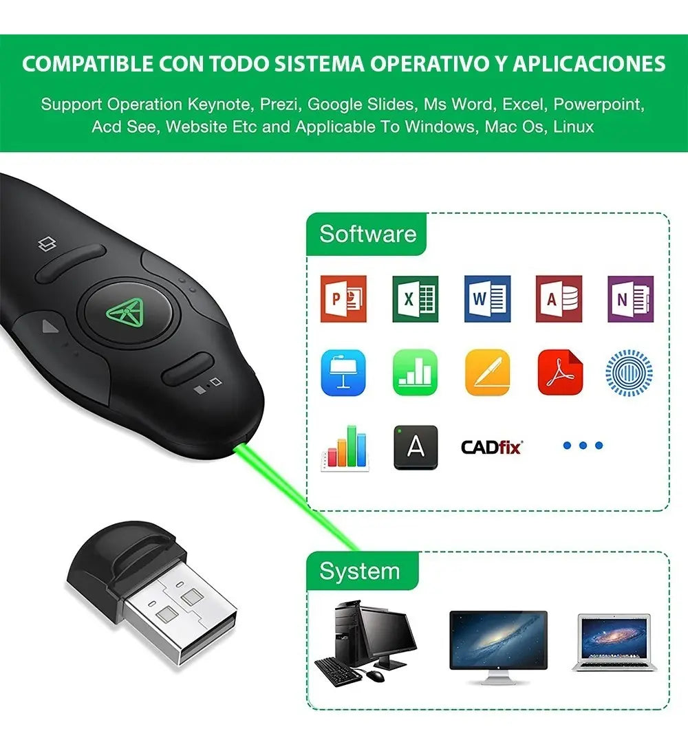 Presentador Diapositivas Puntero Inalámbrico