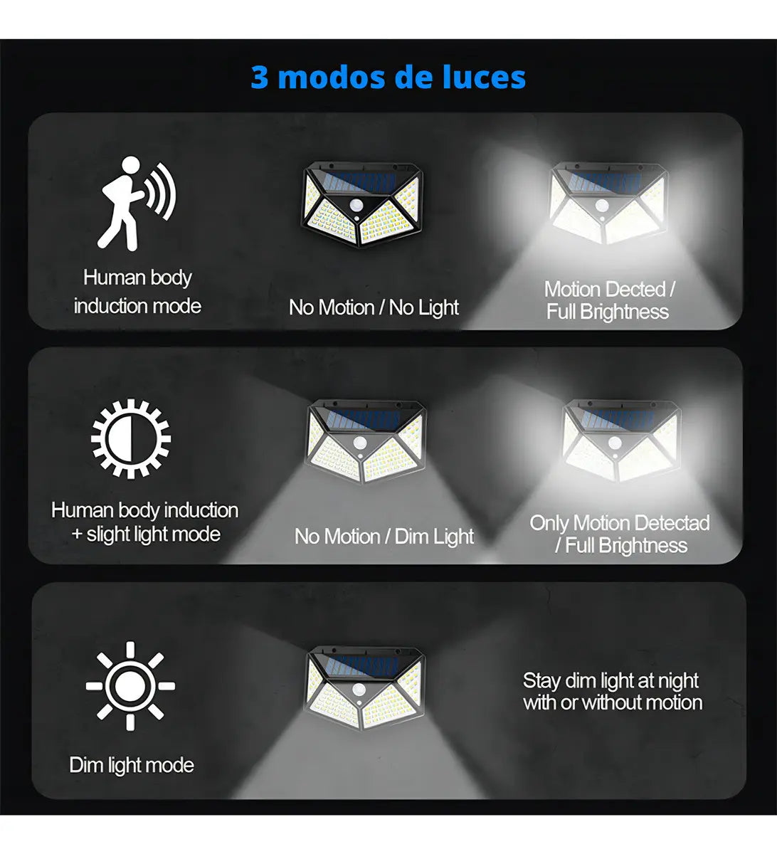 Foco Solar LED con Sensor de Movimiento para Exterior