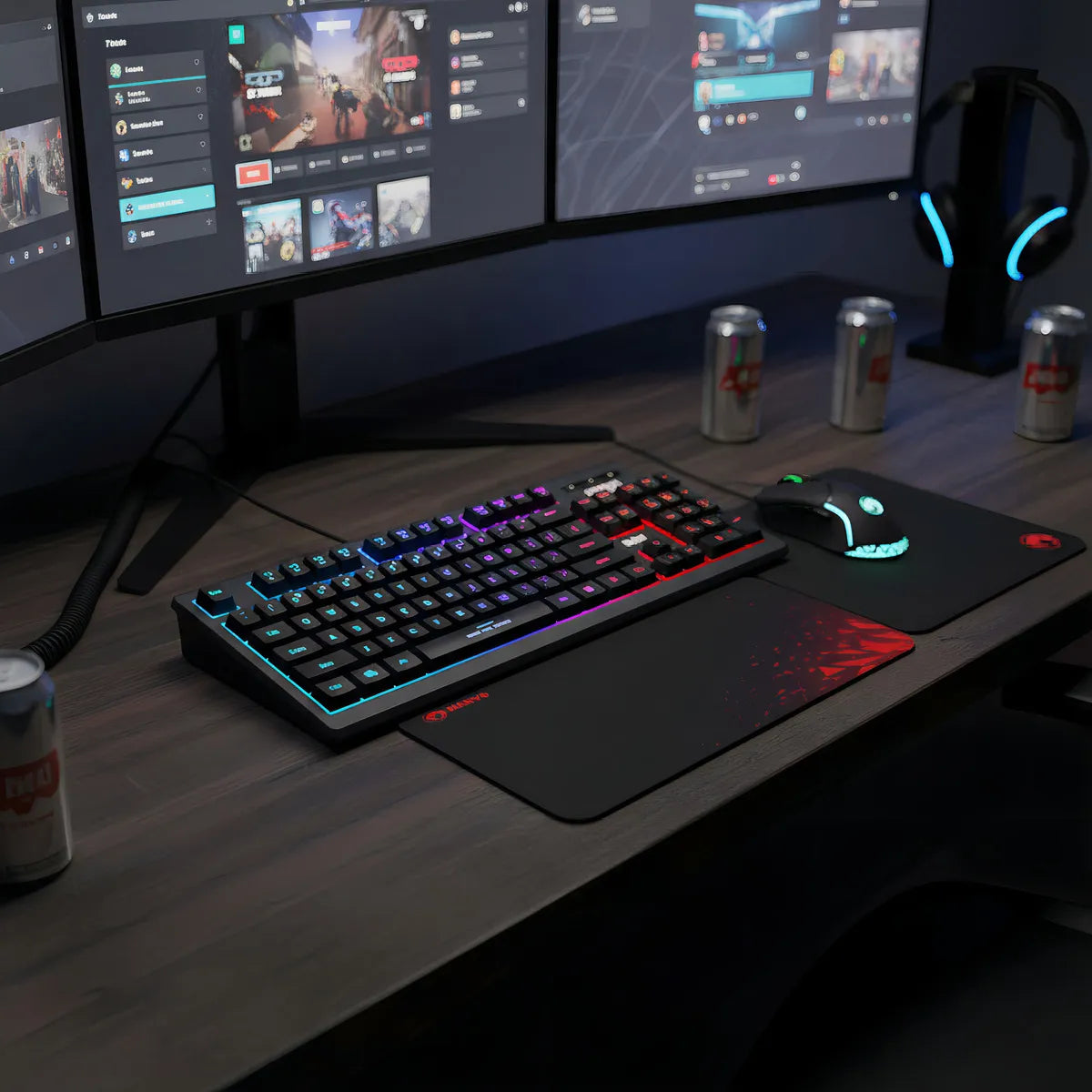 Combo Gamer 3 En 1 Marvo CM310 Teclado + Mouse + Pad Rainbow RGB