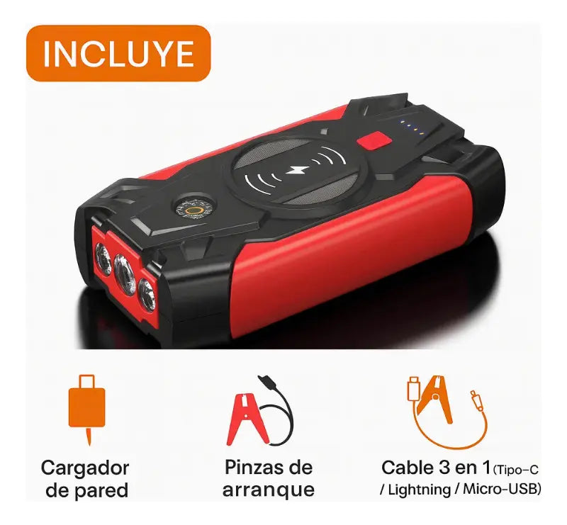 Arrancador De Auto Inflador Power Bank 39800mah Carga Rápida