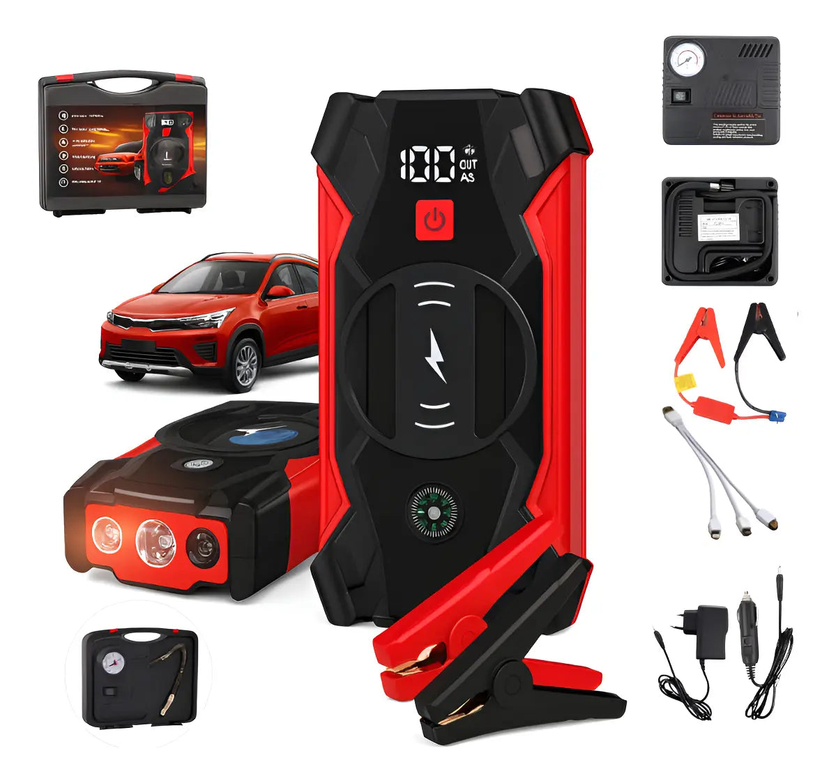 Arrancador De Auto Inflador Power Bank 39800mah Carga Rápida