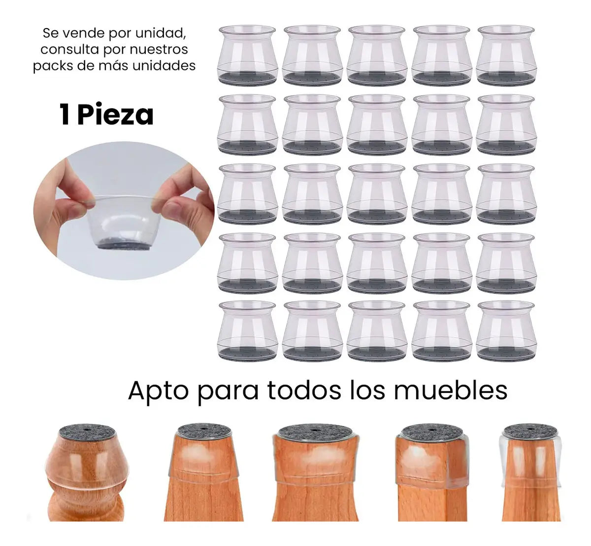 Funda para Silla de Silicona Transparente con Fieltro - Pack de 16 Un.
