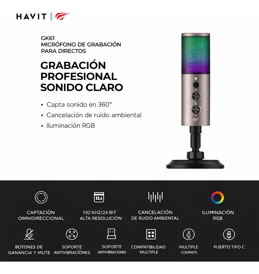 Micrófono Gamer Havit GK61