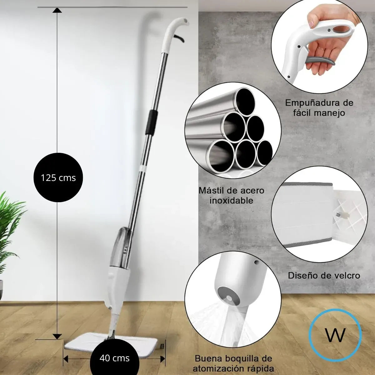Mopa / Trapeador 360 Con Spray Incluye 3 Microfibras