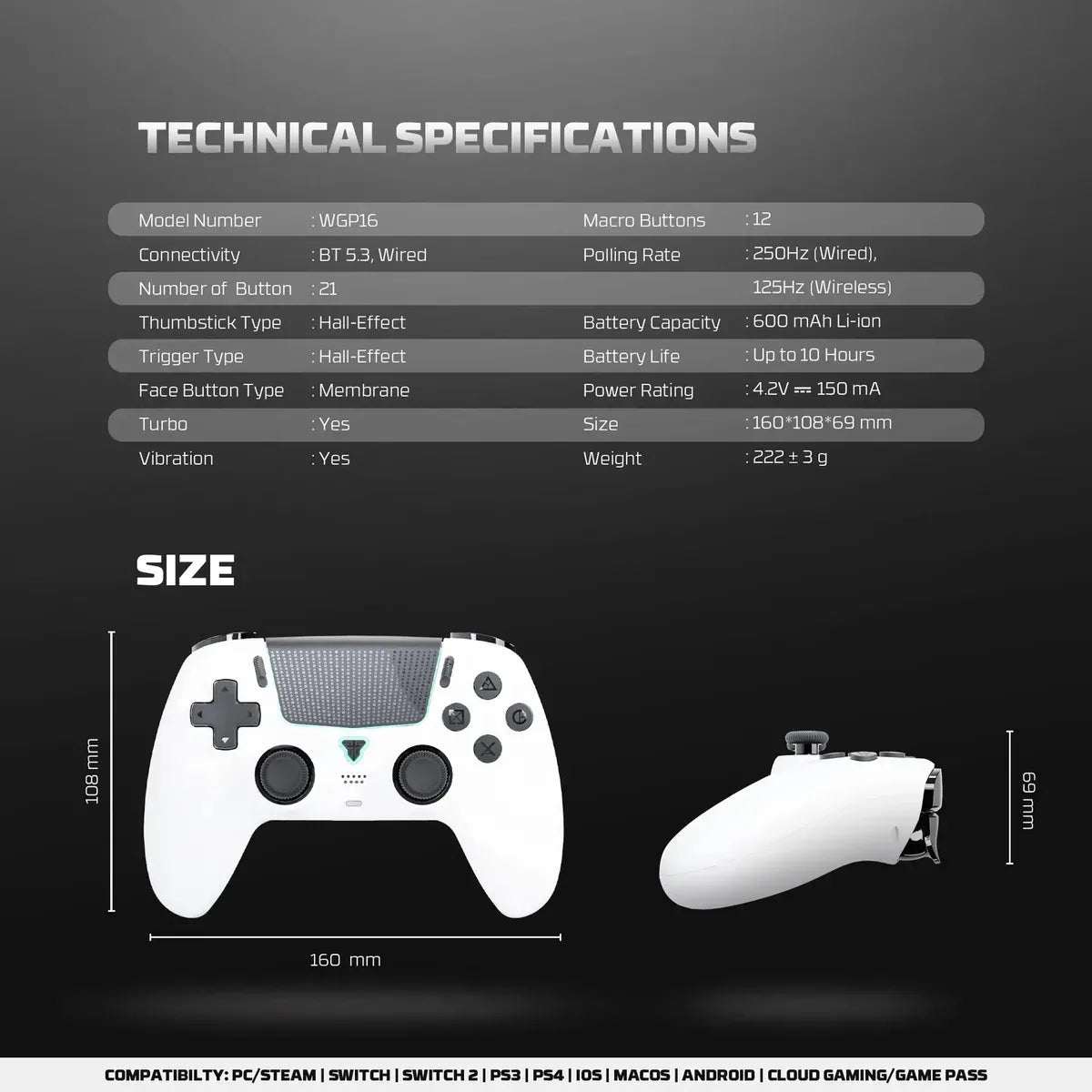 Control Inalámbrico Fantech Wgp16 Nova