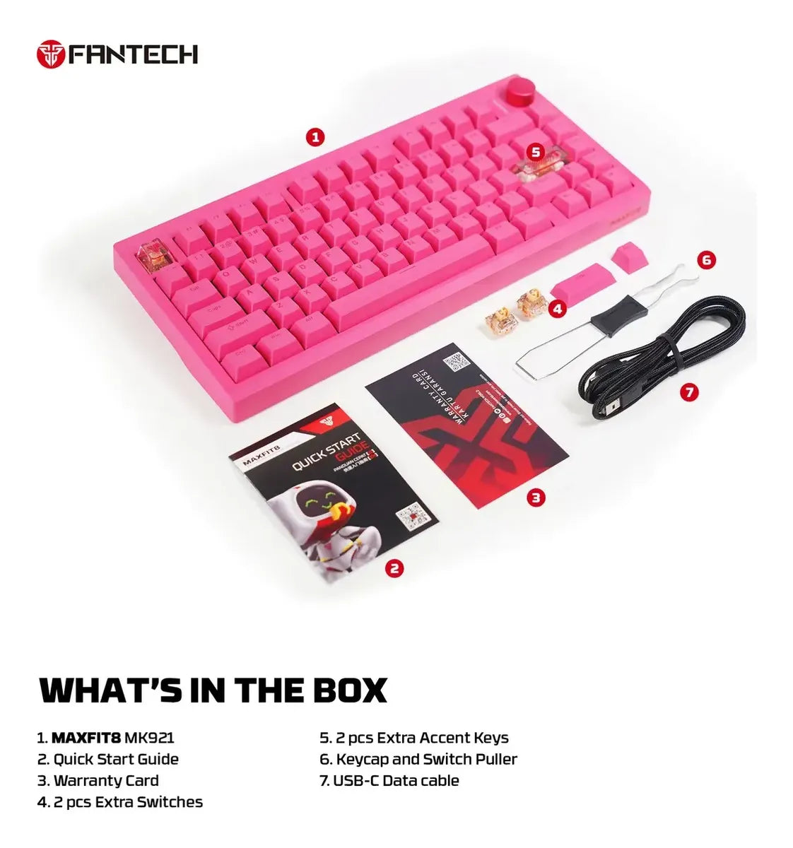 Teclado Mecánico Fantech Mk921 Rosie White
