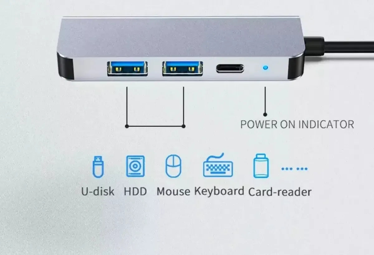 Adaptador Hub USB-C 4 en 1