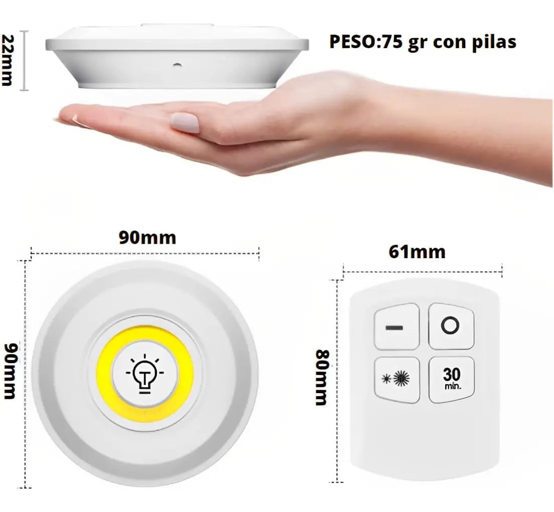set de 3 Lámparas autoadhesivas con control Remoto