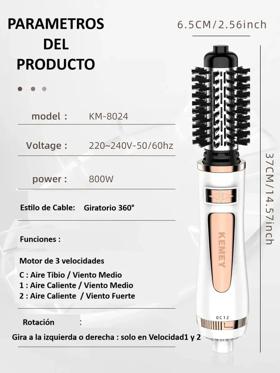 Cepillo Secador Alisador Rotativo Kemey Km-8024 800w