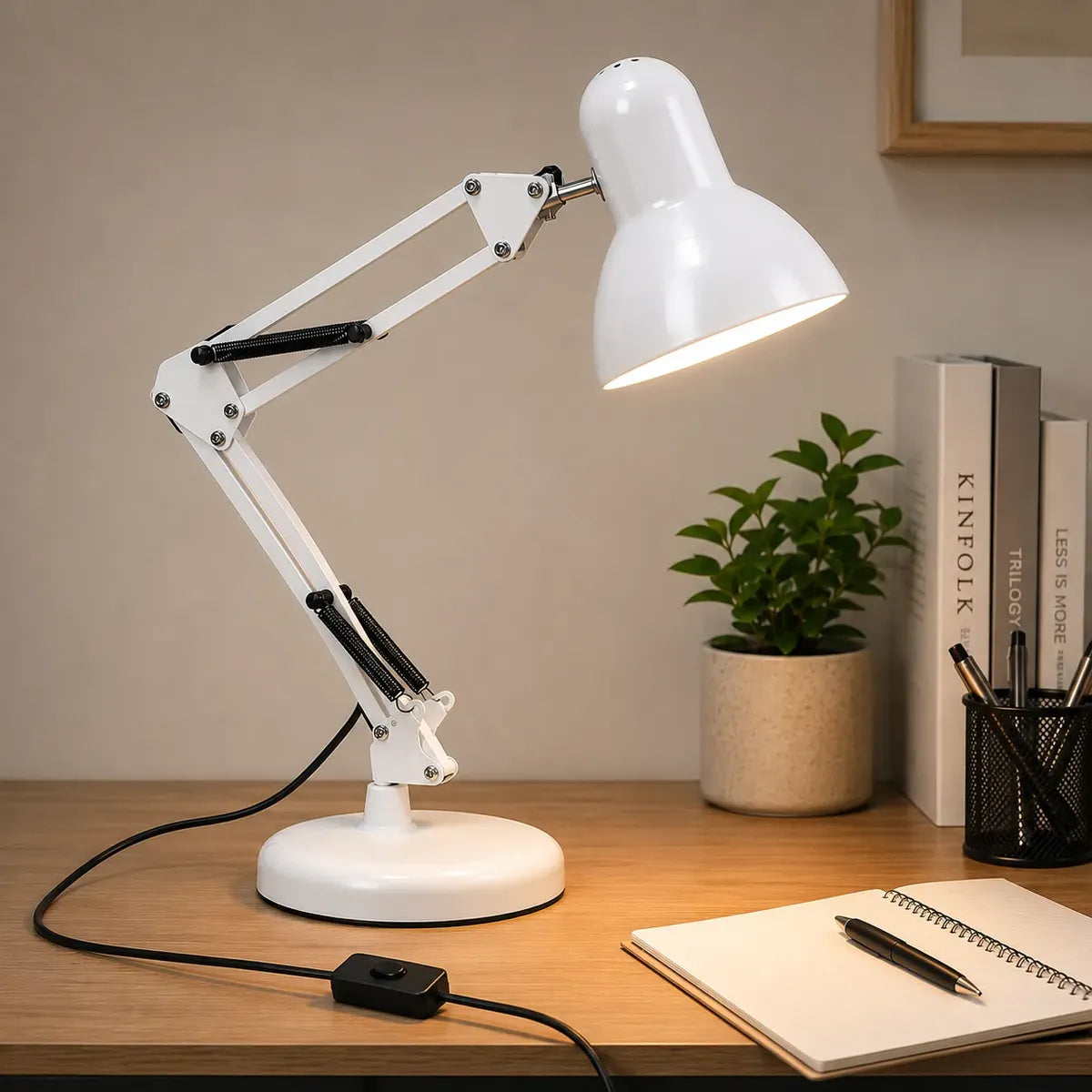 Lámpara Escritorio Articulada Metálica Con Base