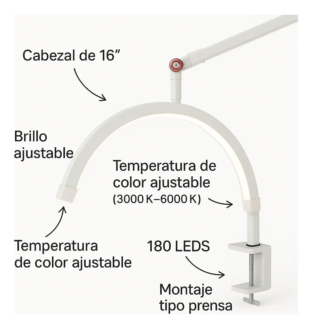 Iluminador Media Luna con Morsa / 180 Leds