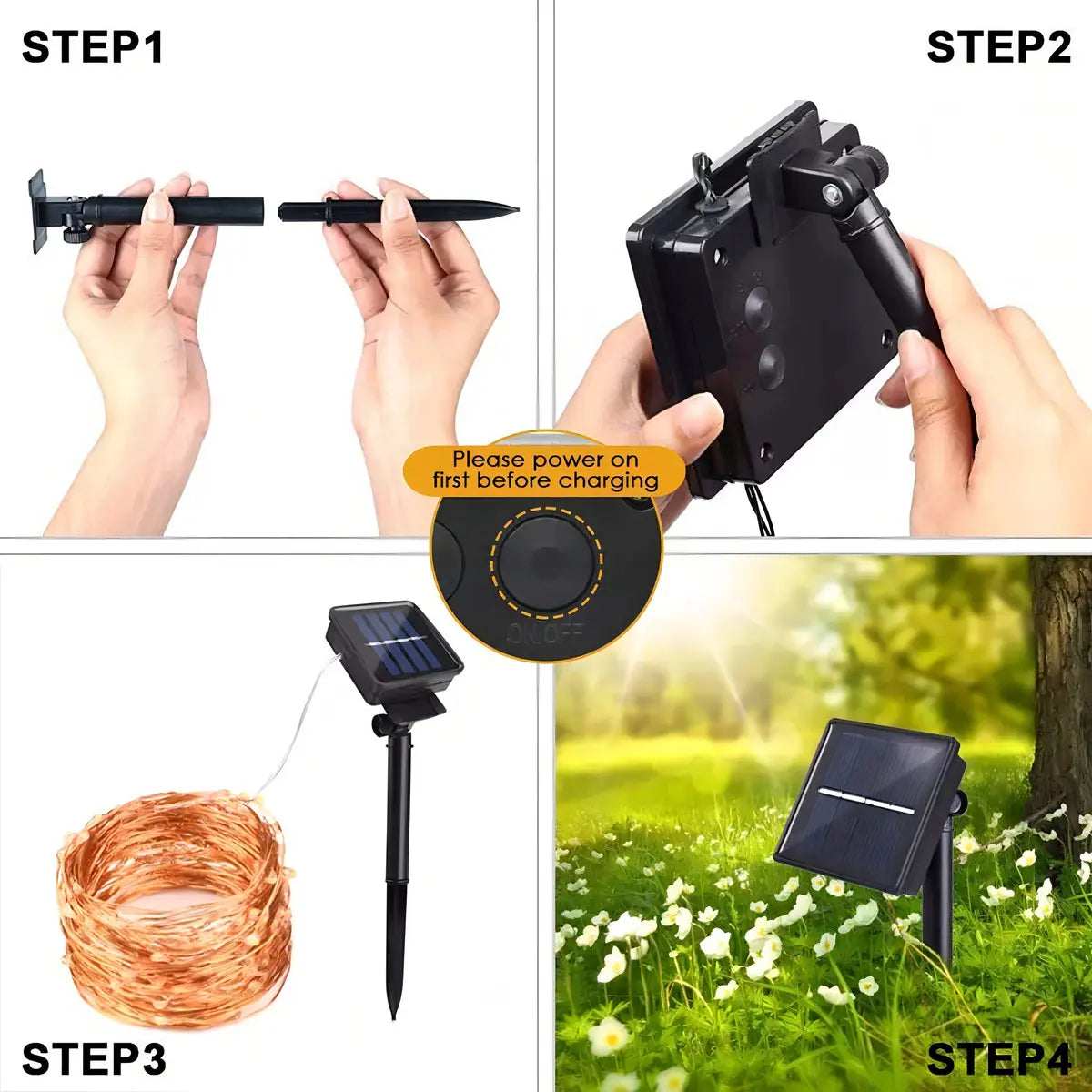 100 Mini Luces Led Solar / 12mts