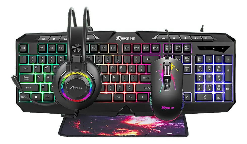 Combo Gamer Xtrike Me Teclado + Mouse + Auriculares + Mousepad