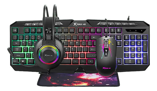 Combo Gamer Xtrike Me Teclado + Mouse + Auriculares + Mousepad