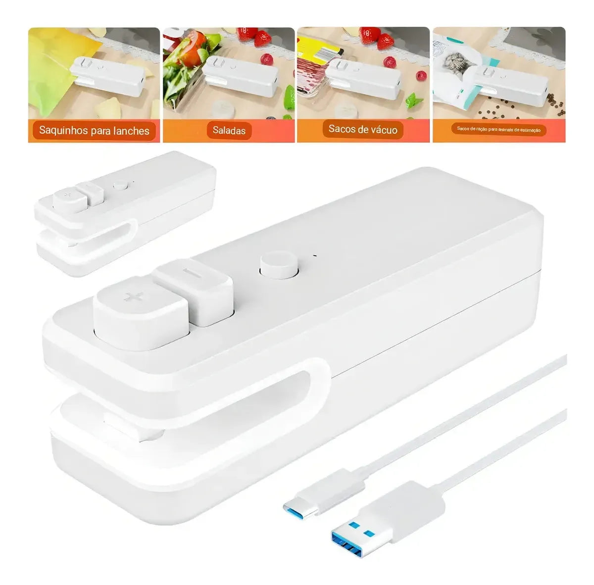 Mini Sellador Y Cortador De Bolsas Recargable Usb Magnético