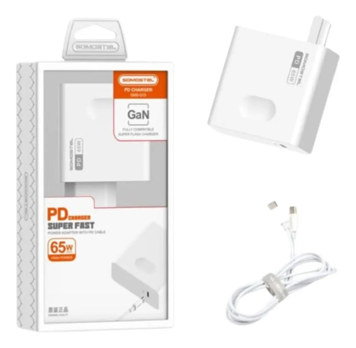 Cargador de Pared Somostel Súper Rápido 65W USB-C con Cable