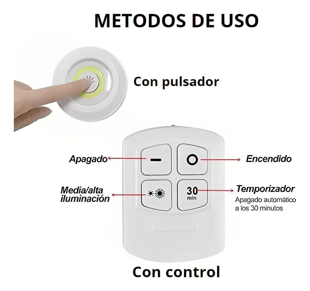 set de 3 Lámparas autoadhesivas con control Remoto