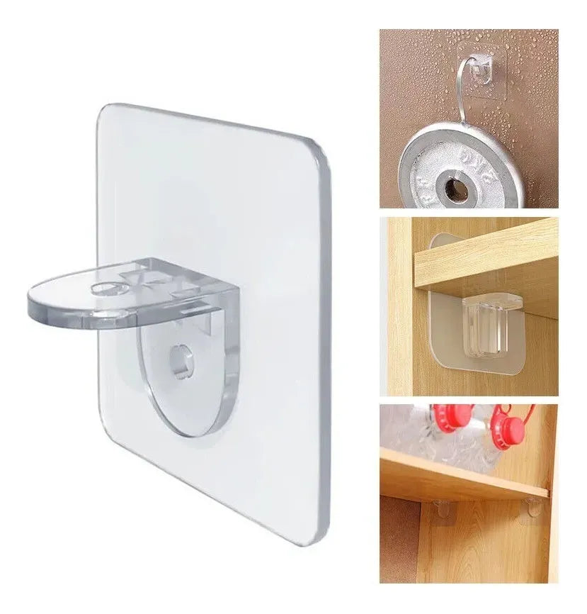 Soporte Plástico adhesivo para Estantes Set X4 Piezas